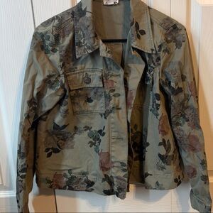 Westport Floral Military Jacket - Green and Pink